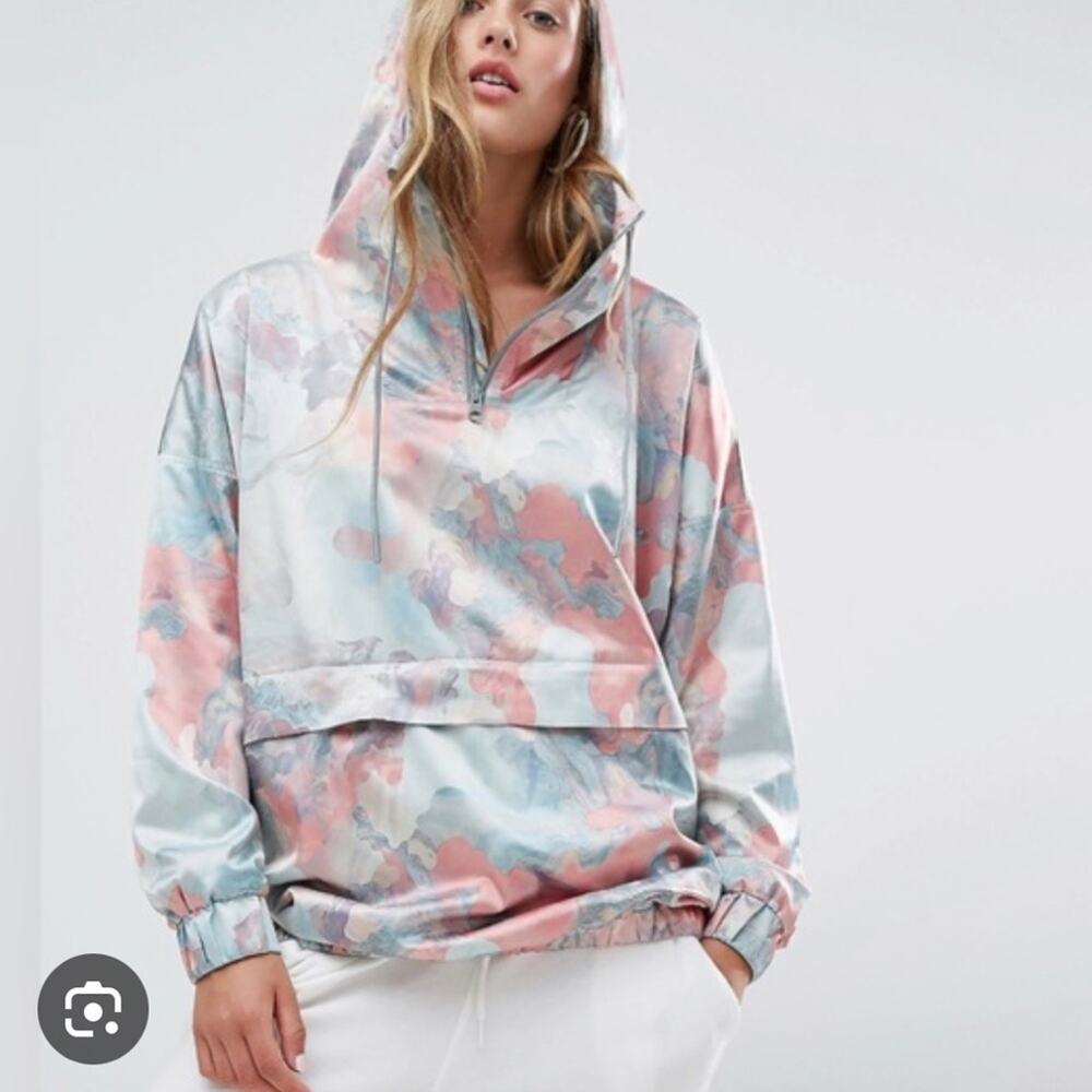 ADIDAS Originals Pastel Camo Watercolor Satin Hoodie Multicolor Pullover